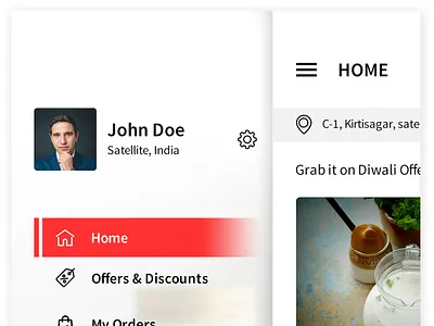 5 Sidemenu app design ios mobile screen ui