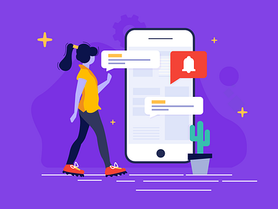 Push Notifications app app branding art girl character girl illustration mobile app push notifications