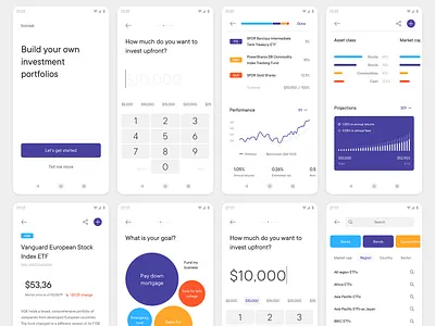Bonsai — Build Investment Portfolios App android app clean design etf finance flat interaction design interface investment ios material minimal mobile sketch typography ui user experience user interface ux