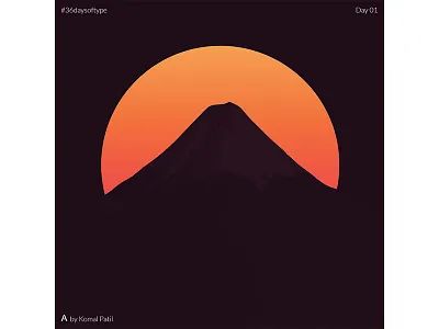 36 Days Type 36days a 36days adobe 36daysoftype 36daysoftype06 adobe adobeillustator flat gradient illustration letter a mount fuji silhouette sun typography vector