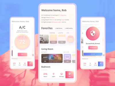 Home App Redux acumin pro adobe photoshop adobe xd app bedroom design favorites gradient gradient map home home security interface ios living living room room security ui vag rundschrift d xd