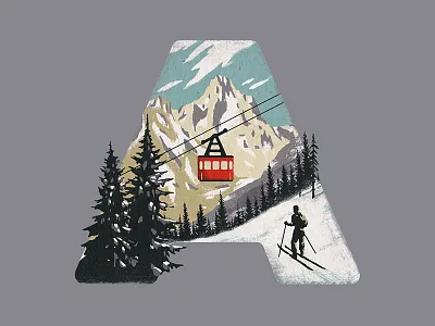 A for Alpine 2d 36daysoftype alpine art design digital ink flat hand drawn illustration mountains type typographic