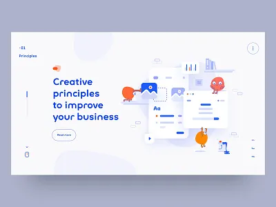 Creative services agency blue creative design illustration interface landing layout orange page site ui uidesign ux web webdesign website