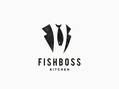 Fish Boss Logo animal awesome boss boss logo brand branding company design designer dualmeaning fish fish logo food logo graphic illustration inspiration kitchen kitchen logo logo vector