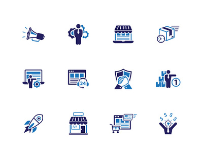 Online Business Icons business ecommerce icon icon design icon set icons illustration online business shopping startup ui vector