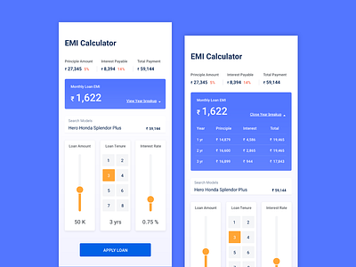 Apply Loan app calculator ui emi loan slider ux