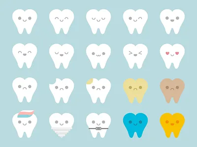Cute Kawaii Teeth cute digital illustration kawaii mouth smile teeth tooth
