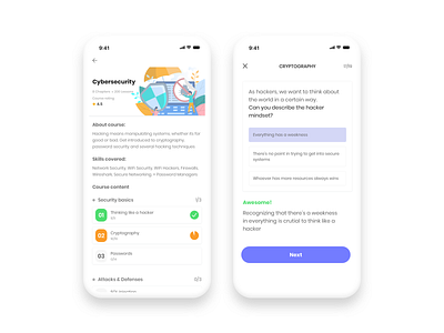 Online Learning App clean app design cybersecurity design iphonex learning app minimal app ui uidesign ux visual design