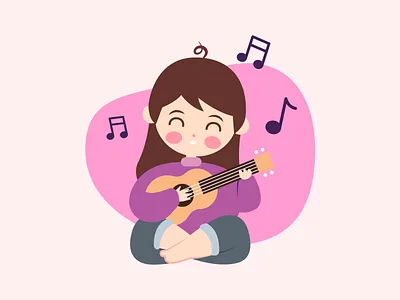Ukulele Girl ♫ flat girl illustration music ukulele vector vector art