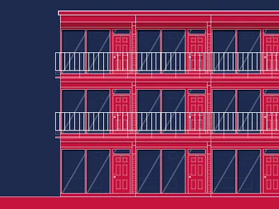 Joanies Moonbeam Motel america americana architechture building editorial illustration line magazine minimalist music tavern vector venue