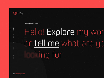 Czy studio #2 blurred circle design clean dark background design experience hero homepage intro modern typography ui ux web website