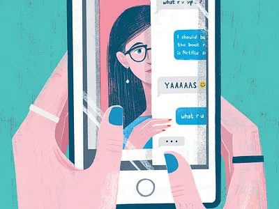Privacy character conceptual digital editorial folioart illustration parent phone sam kalda