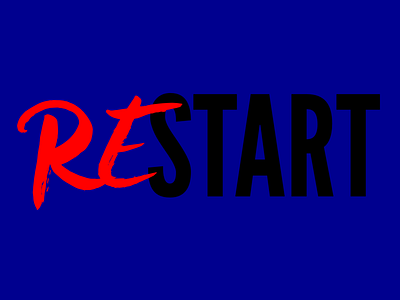 Restart black blue brush font contrast red