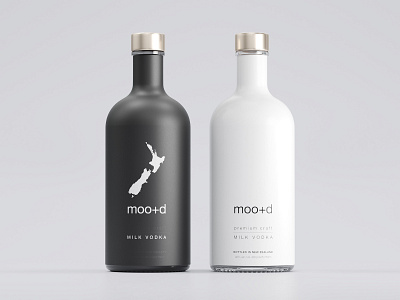 Moo+d Milk Vodka Label Design 3d mockup beverage packaging blackandwhite bw corona renderer eolinart label design label mockup label packaging milk vodka monoart new zealand vodka package vodka label design