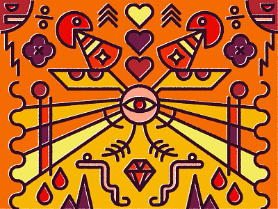 ~ FANTASY OVER ~ abstract background busy gaming illustration landscape orange red summer symbolism texture trippy yellow