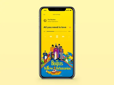 Music Player app flat interface ios iphone music music app sketch ui uiux userxperience ux yellow