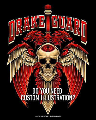 DRAKE GUARD apparel art artwork band merch dark art design digital art digital illustration drawing eagle graphic design graphic designer illustration logo skull tshirt design ui vintage