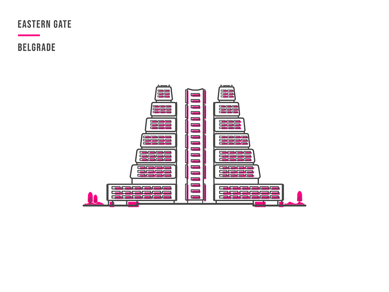 Eastern Gate Belgrade .gif after affects after effect animation animation 2d architecture building serbia vector