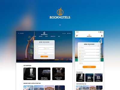 BookHotels | A Hotel Booking Website | Web Design animation app concept app dashboard app design branding concept design dash board design illustration logo material design responsive design typography ui ux vector web web design web design and development website