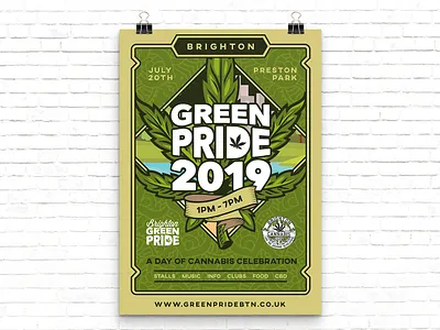 Green Pride 2019 Poster Design branding brighton cannabis design festival green pride illustration illustrator poster vector weed