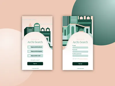 Archi Search Sign Up Page 001 app dailyui design flat illustration ui web website