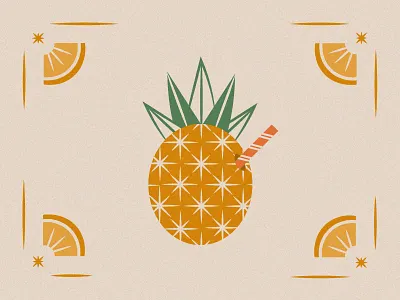 Pineapple design drinks graphic illustration minimal pineapple simplistic vacation