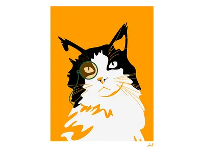 Jack White the Cat bright color cat cat drawing cat illustration cat portrait illustration illustration art portrait vector vector art