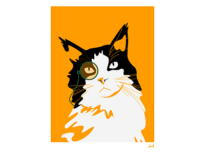 Jack White the Cat bright color cat cat drawing cat illustration cat portrait illustration illustration art portrait vector vector art