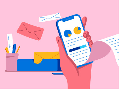 Hero app banner design flat geometric header hero icon illustration illustrator line minimal mobile ui ux vector web