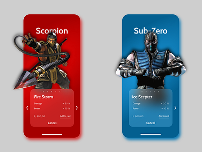 MK app iphone mortal kombat scorpion subzero ui ui ux design