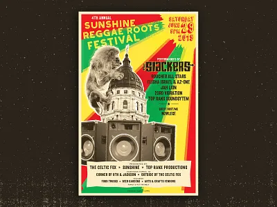 Reggae Festival capitol collage design festival festival poster gig poster lion lion of juddah poster poster art reggae slackers the slackers topeka kansas typography