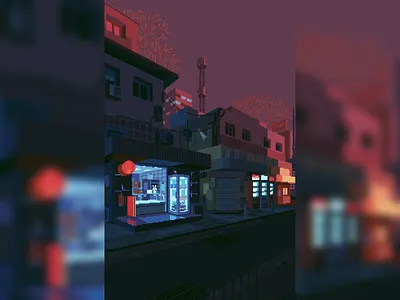Early morning in Tokyo ui 像素 插图 设计