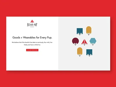 Action Pup Landing Page circle dog geometric gray grey hexagon landing page square triangle