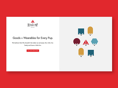 Action Pup Landing Page circle dog geometric gray grey hexagon landing page square triangle