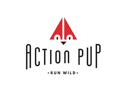 Final Action Pup Logo action black dog geometric pup red run triangle triangle logo white wild