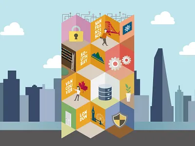 Illustration for a Security Software Company cloud colorful database docker flat design illustration illustrator kubernetes secure