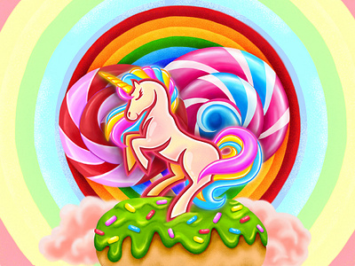 Sweet Unicorn candy colorful design drawing fantasy art horse illustration rainbow sweets unicorn