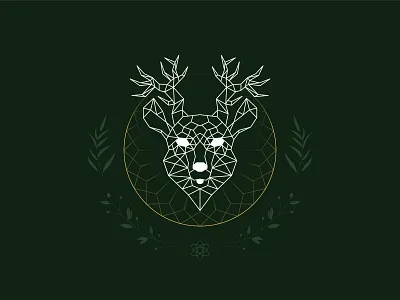 Spirit Deer adobe animal animal art anthem branch celtic dark deer design flat green illustration line art minimal olive print stag stroke tattoo vector