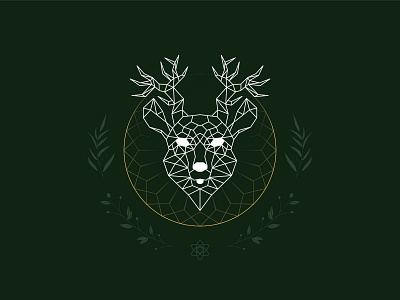 Spirit Deer adobe animal animal art anthem branch celtic dark deer design flat green illustration line art minimal olive print stag stroke tattoo vector