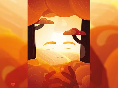 Daily tea art bluezconcepts design fall fall colors flat design forest illustration illustrator orange poster school project tea vector warm