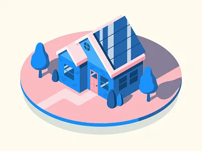 Solar Home energy home house illustration illustrator isometric panel panels smart solar trees