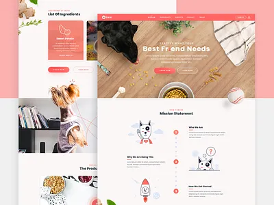 Dog food website branding clean design dog food flat homepage homepage design illustration minimal ui ux web website