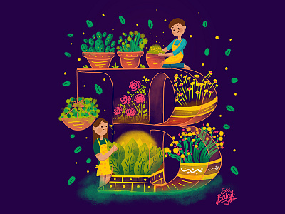 B - Botanist 36daysoftype 36daysoftype 06 b botanist branding design drop caps illustrative lettering indian illustrator invitation scd balaji typography women
