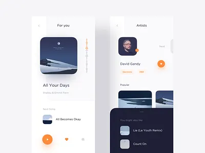 Player & Artist Page app artist clean design flat interactive layout light minimal modern music player profile typography ui