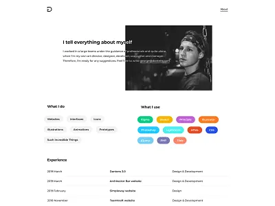About — Dante 3.0 about dantens design portfolio simple simple design ui website white