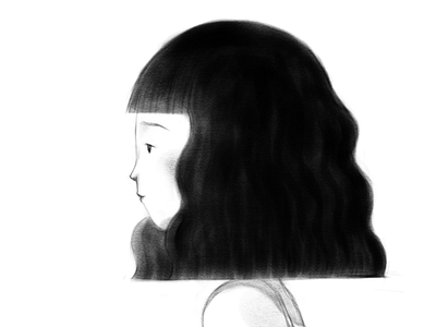 Blue girl 03 girl sad white black