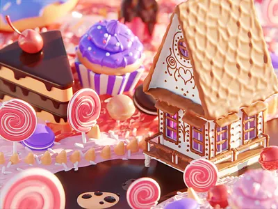 Bonbon sweet world 3d animation blender blender3d bonbon c4d cinema4d color illustration motion graphics sweet world