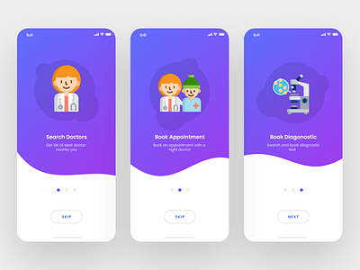 Onboarding Screens For Healthcare App app design dribbble heath inspiration intro screens ios medical app onboarding screen trend ui ux web