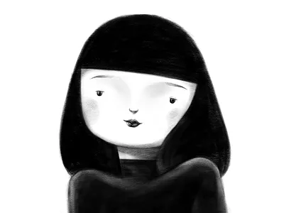 Blue girl 01 girl sad blue white black