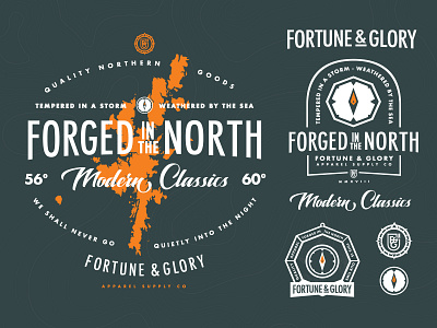 Modern Classic Alternate apparel brand assets brand sheet branding branding and identity branding concept branding design compass concept design dundee fortune and glory fortuneandglory identity illustration logo shetland sticker t shirt typography